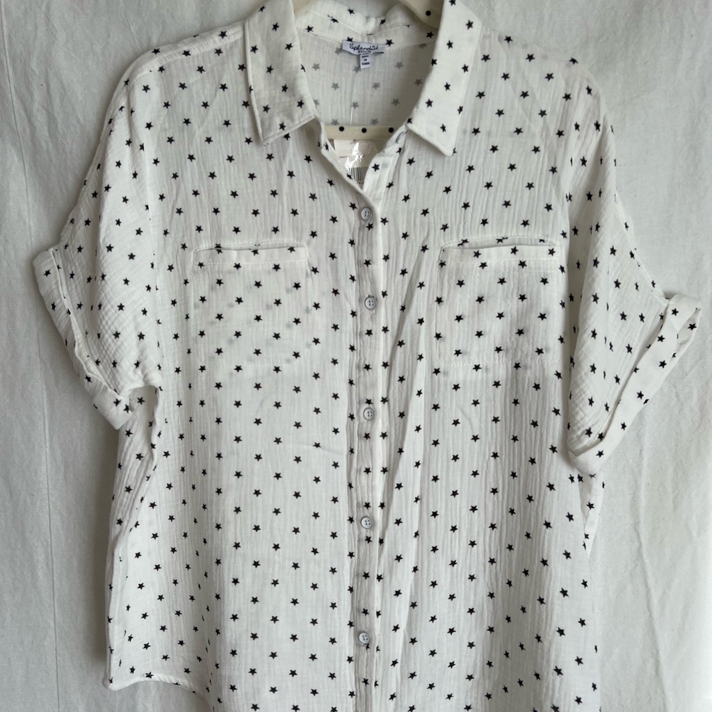 Splendid White Collared Star Pattern Button Up